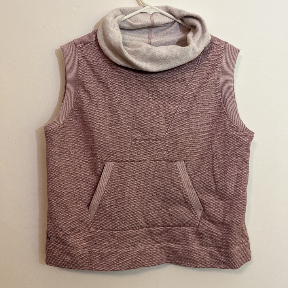 Lole Womens M Pink Vest Turtleneck/Funnel Neck‎ Fleece Interior Cozy Boxy Crop